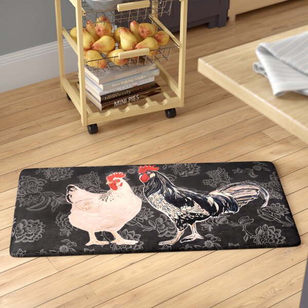 Cathie Black Rooster Kitchen Mat 